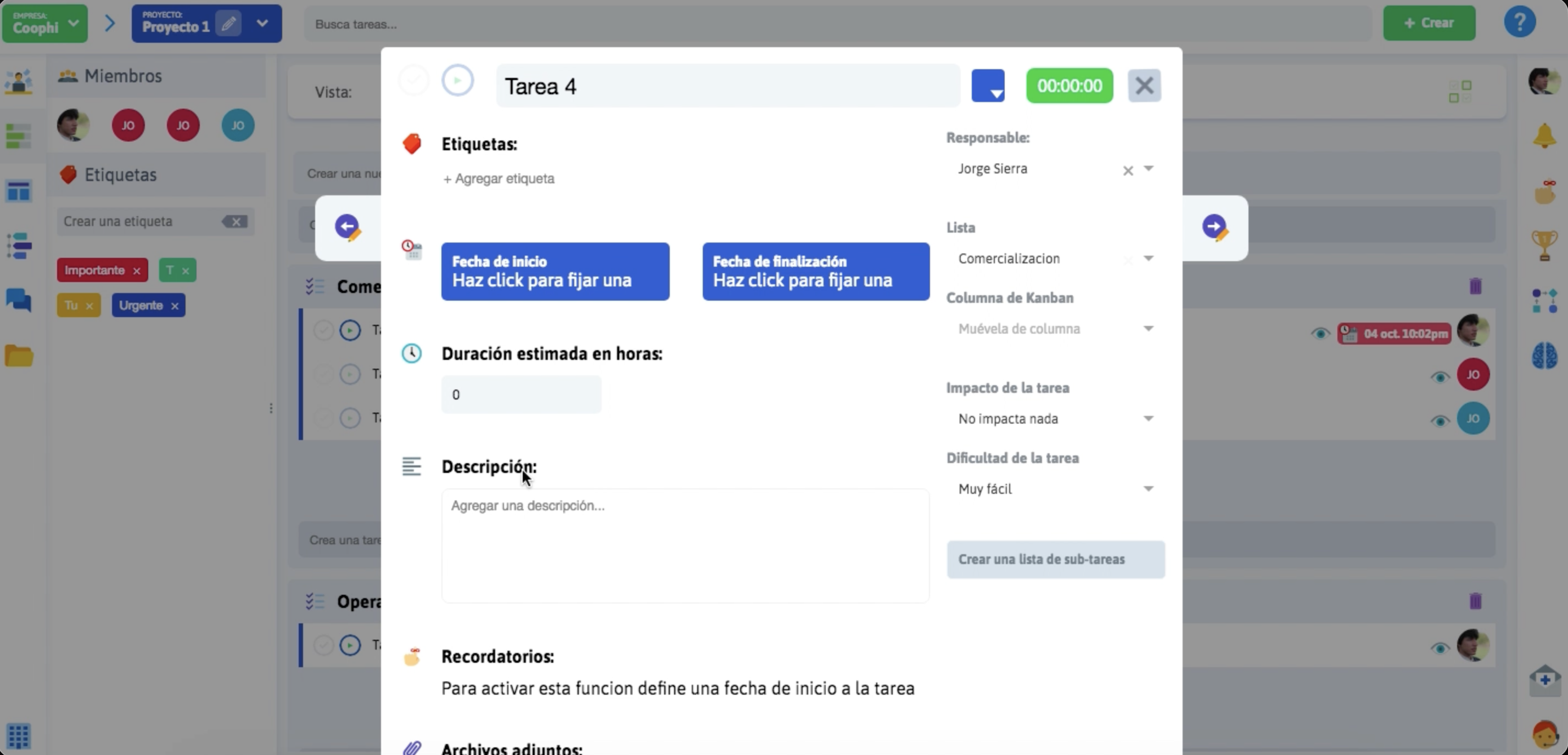 Coophi Tasks — List view